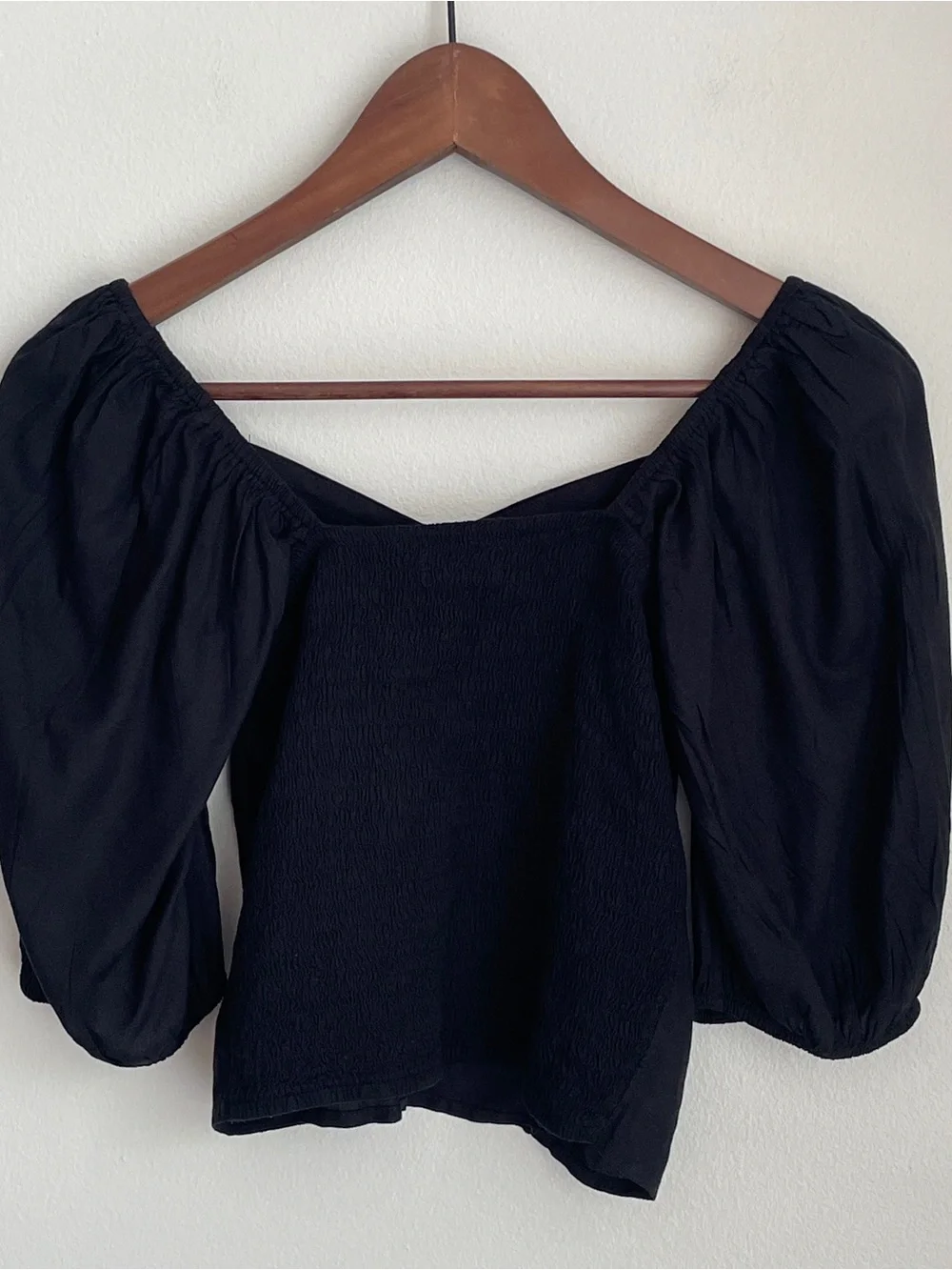 Abercrombie & Fitch Puff Sleeve Top Small Black Cottagecore Milkmaid Prairie